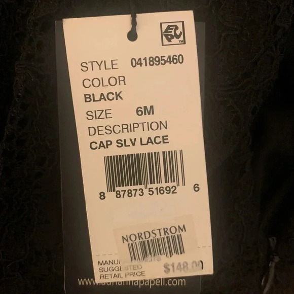 NWT ADRIANNA PAPELL LACE OVERLAY CUTOUT BACK SHEATH BLACK DRESS Size 6 - Picture 9 of 12